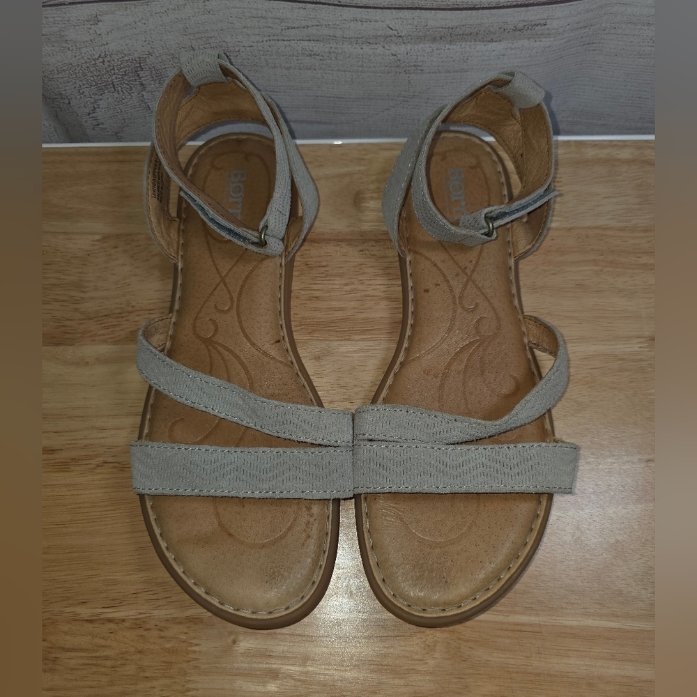 Born Light Gray Strappy Ankle-Wrap Sandals